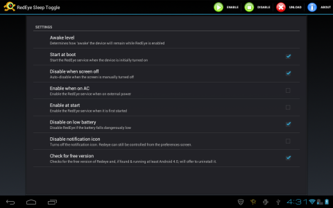 RedEye screenshot - config 10inch tablet